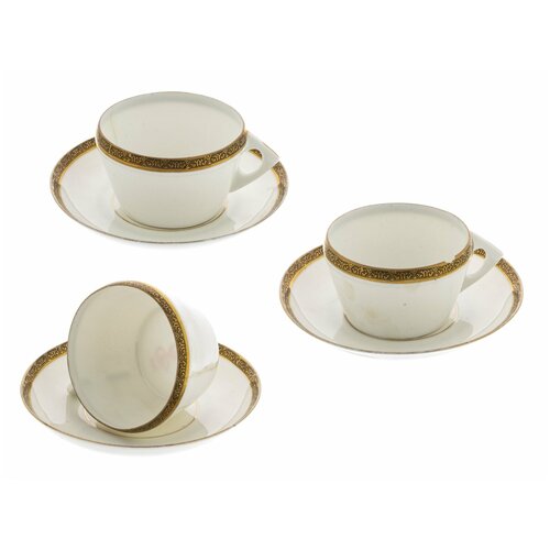 Чайные пары на три персоны, фарфор, деколь, фарфоровый завод Гарднера, г. Москва, Российская Империя, 1891-1917 гг.