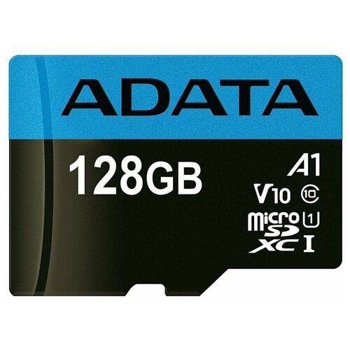 Карта памяти 128Gb - A-Data Premier - Micro Secure Digital XC Class 10 UHS-I AUSDX128GUICL10A1-RA1 с переходником под SD (Оригинальная!) карта памяти sandisk sd 256 гб class 10 v10 a1 uhs i r 100 мб с 1 шт серый