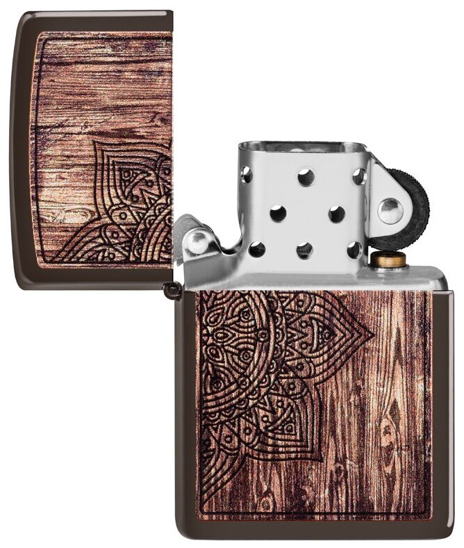 Оригинальная бензиновая зажигалка ZIPPO 49184 с покрытием Brown Matte - фотография № 9