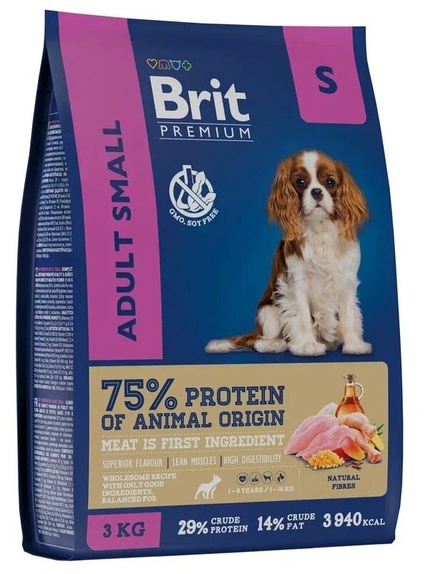 Brit Premium Dog Adult Small для взрослых собак мелких пород Курица, 3 кг.