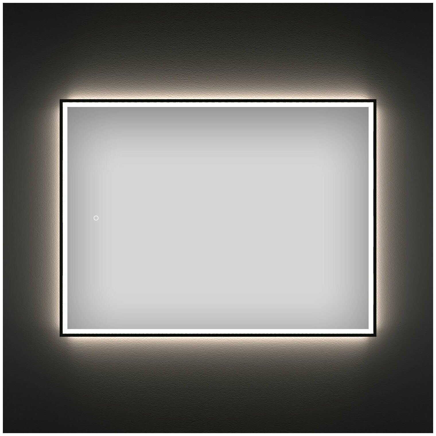 Влагостойкое зеркало с подсветкой для ванной комнаты Wellsee 7 Rays' Spectrum 172201290, размер 80 х 60 см, с черным матовым контуром - фотография № 1