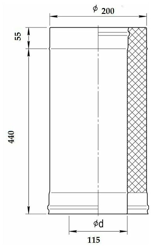 Дымоход-сэндвич 0,5м Ferrum (430 0,8мм + оцинковка) Ф115х200 - фотография № 2