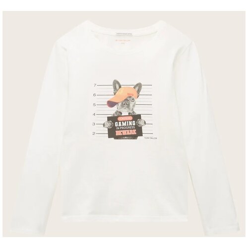 фото Лонгслив tom tailor для мальчиков белый, размер 128/134
