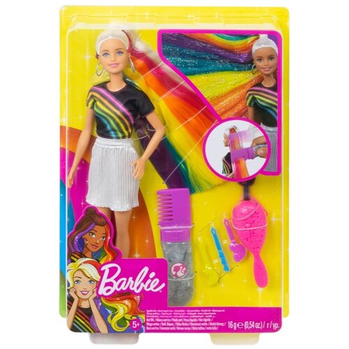 Кукла Barbie с радужными волосами и аксессуарами FXN96 разноцветный устройство для плетения косичек barbie sparkle hair braider bbhl2b