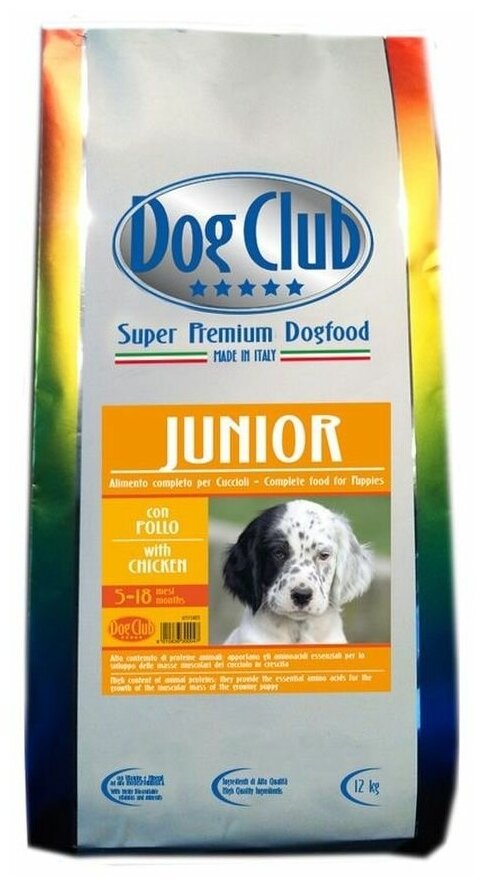 Корм для молодых собак всех пород Dog Club Junior, 12 кг