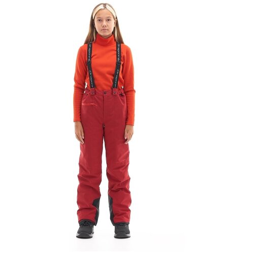 Горнолыжные брюки Dragonfly детские, карманы, подтяжки, размер 140-146, красный