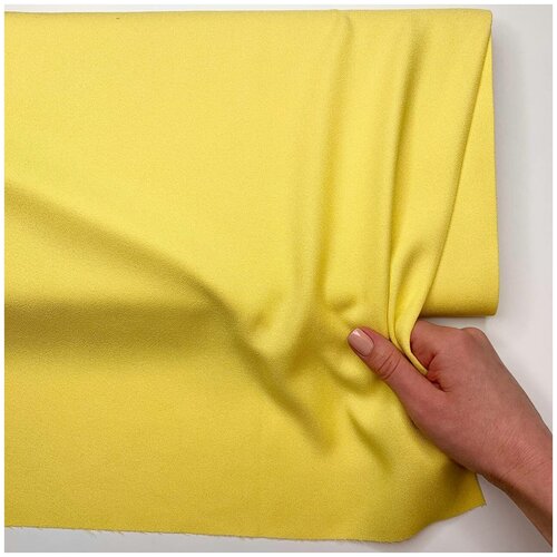 Ткань плательная bibliotex. Креп. Вискоза 100%. Желтого цвета, однотонная. Италия. 0,5 м (ширина 146 см)