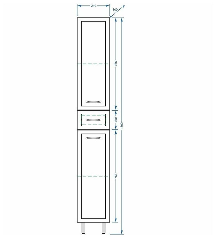 Пенал Stella Polar Концепт 24 один ящик, белый (SP-00000143)