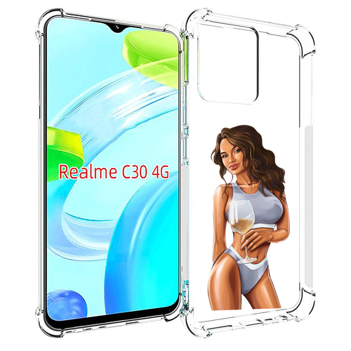 Чехол MyPads девушка-в-сером-купальнике- женский для Realme C30 4G / Narzo 50i Prime задняя-панель-накладка-бампер чехол mypads девушка в ванне женский для realme c30 4g narzo 50i prime задняя панель накладка бампер