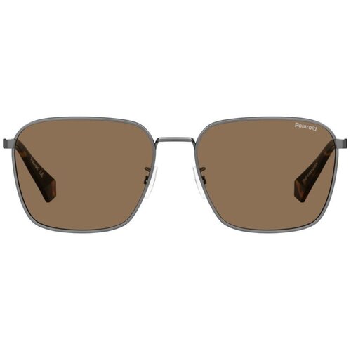 фото Солнцезащитные очки polaroid, квадратные, оправа: металл, с защитой от уф, поляризационные, коричневый