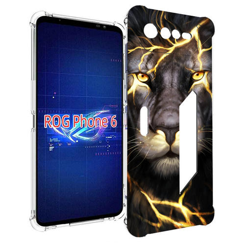 Чехол MyPads Светящийся-лев мужской для Asus ROG Phone 6 задняя-панель-накладка-бампер