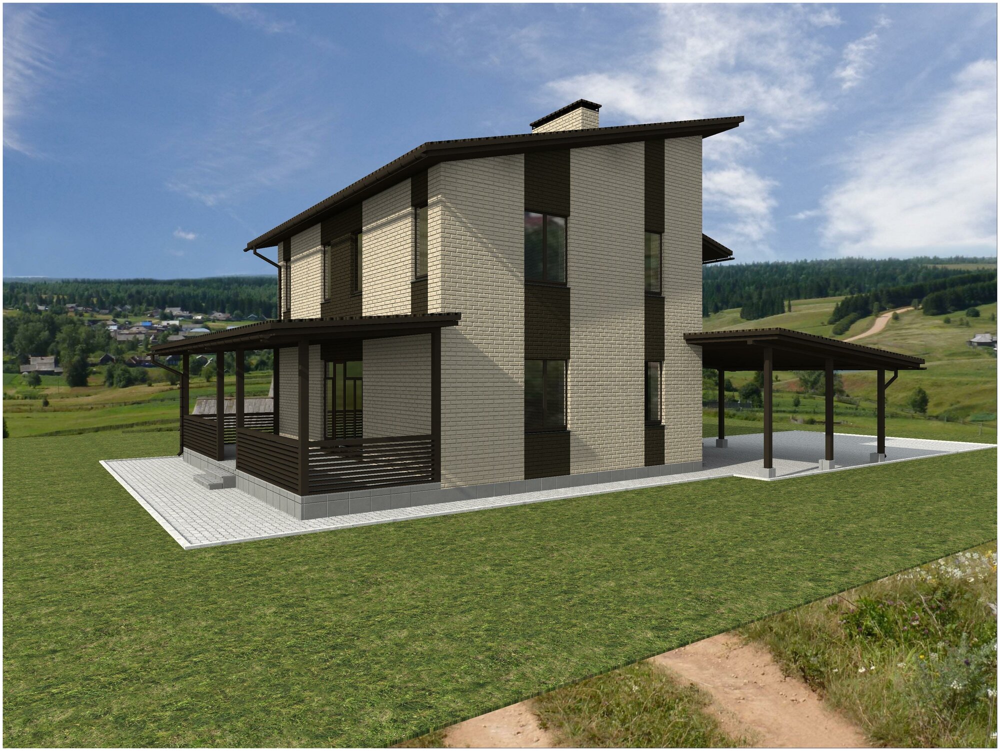 Готовый проект двухэтажного дома без гаража из газосиликатного блока с облицовкой из керамического кирпича площадью 223,8 кв.м - фотография № 5