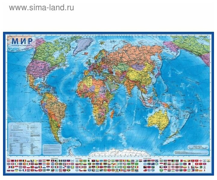 Карта "Мир" политическая Globen, 1:28млн, 1170*800мм, интерактивная, европодвес, 289730