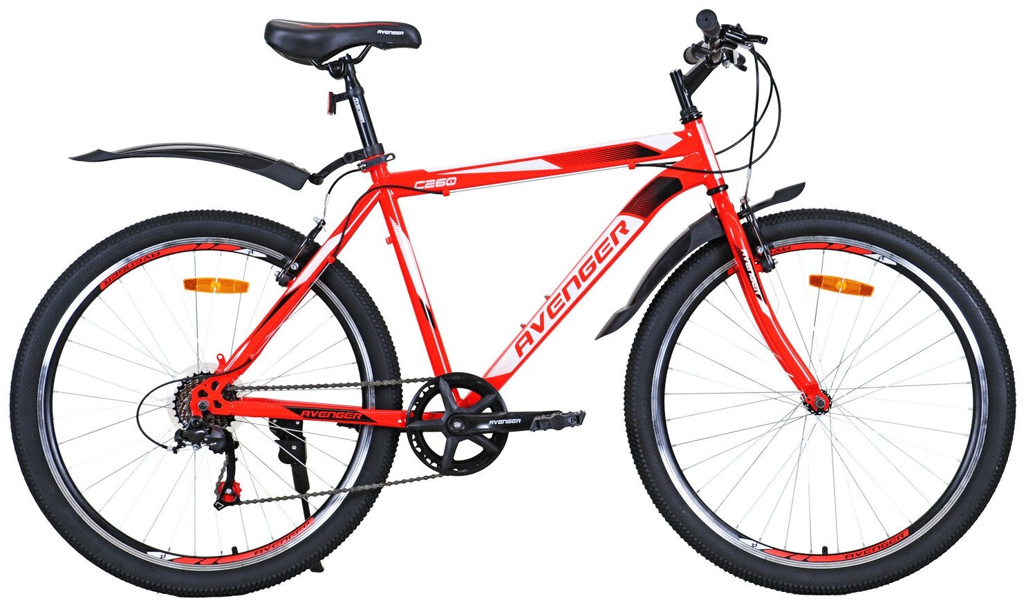 Велосипед 26 AVENGER C260 (7-ск.) красный/неоновый/черный (рама 19)