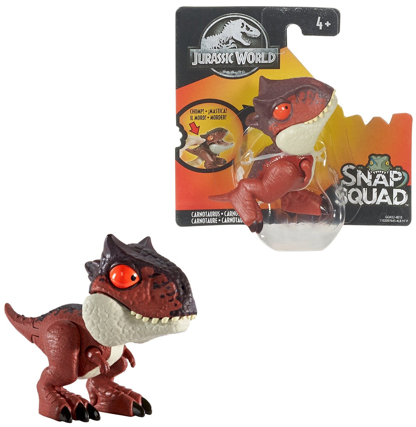 Фигурка Цепляющийся динозавр Карнотавр Jurassic World Carnotaurus Snap Squad GGN32 Mattel 2019