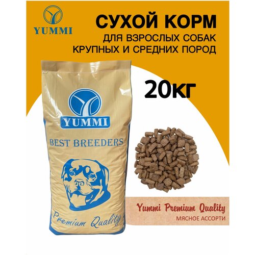 Yummi (юмми) Premium Quality Мясное Асорти Сухой корм для собак средних и крупных пород 20 кг