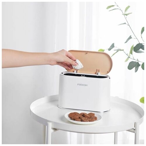 Мусорное ведро настольное с крышкой узкое 2 литра. Ведро для ванной, туалета, кухни, для офиса, для рабочего стола. Скандинавский стиль Handys