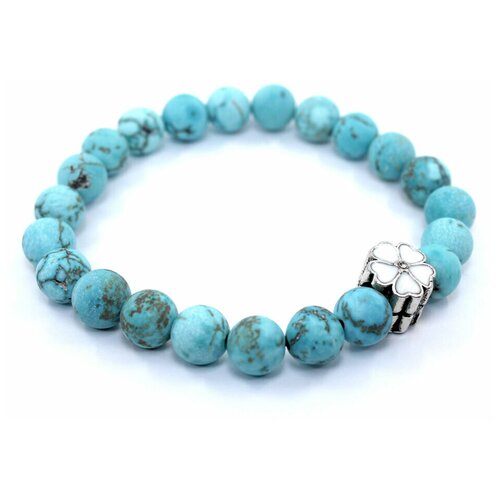 фото Handinsilver ( посеребриручку ) браслет из матовой бирюзы 8мм с цветком
