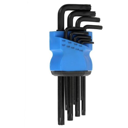 Набор ключей тундра black, TORX Tamper, удлиненные, CrV, TT10 - TT50, 9 шт.