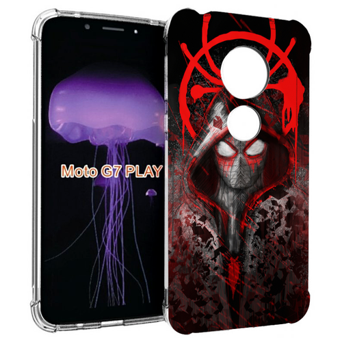 Чехол MyPads страшный человек паук мужской для Motorola Moto G7 Play задняя-панель-накладка-бампер