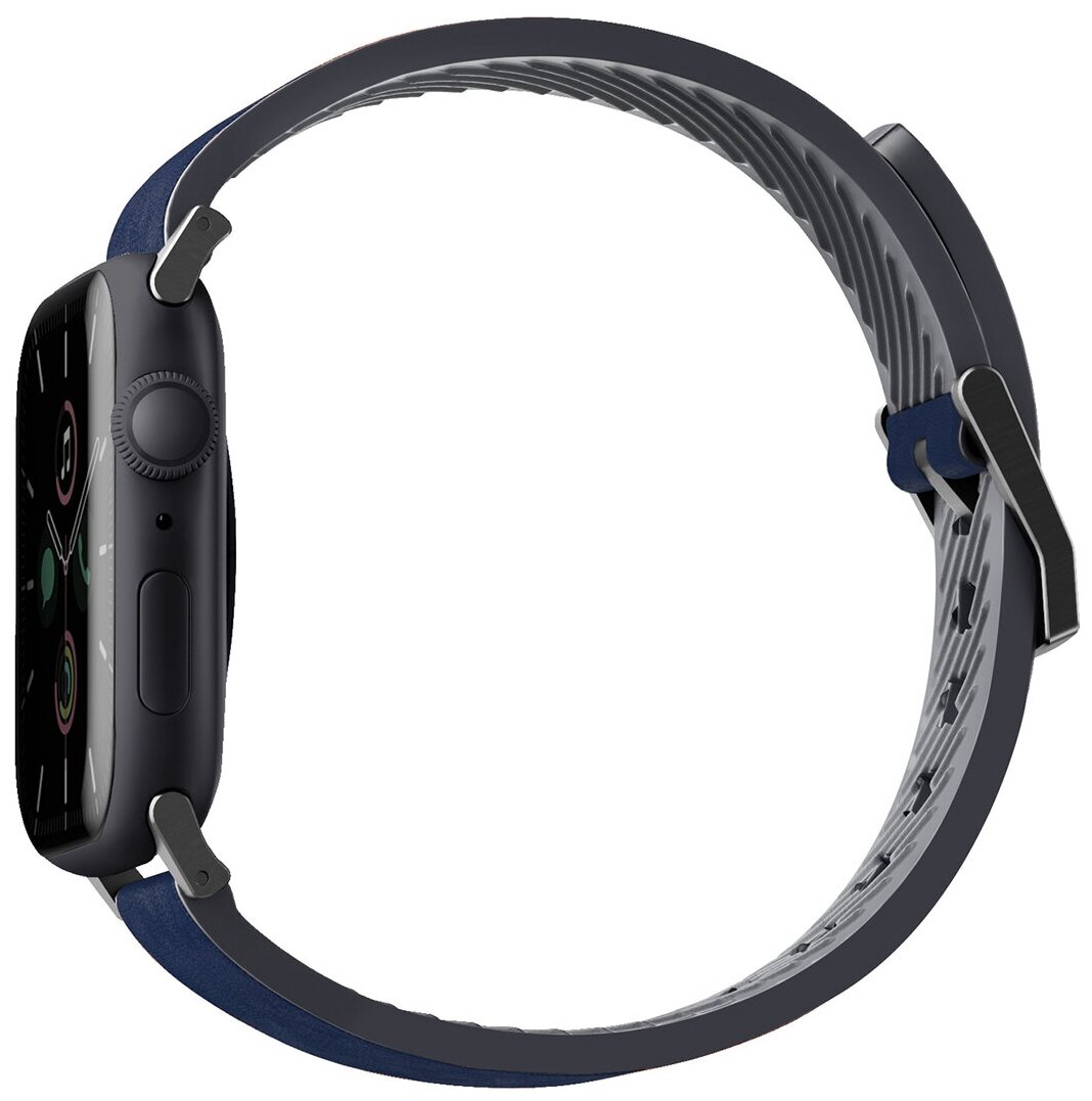 Ремешок Uniq Straden Waterproof Leather/Silicone для Apple Watch 49/45/44/42 цвет Синий (45MM-STRABLU)