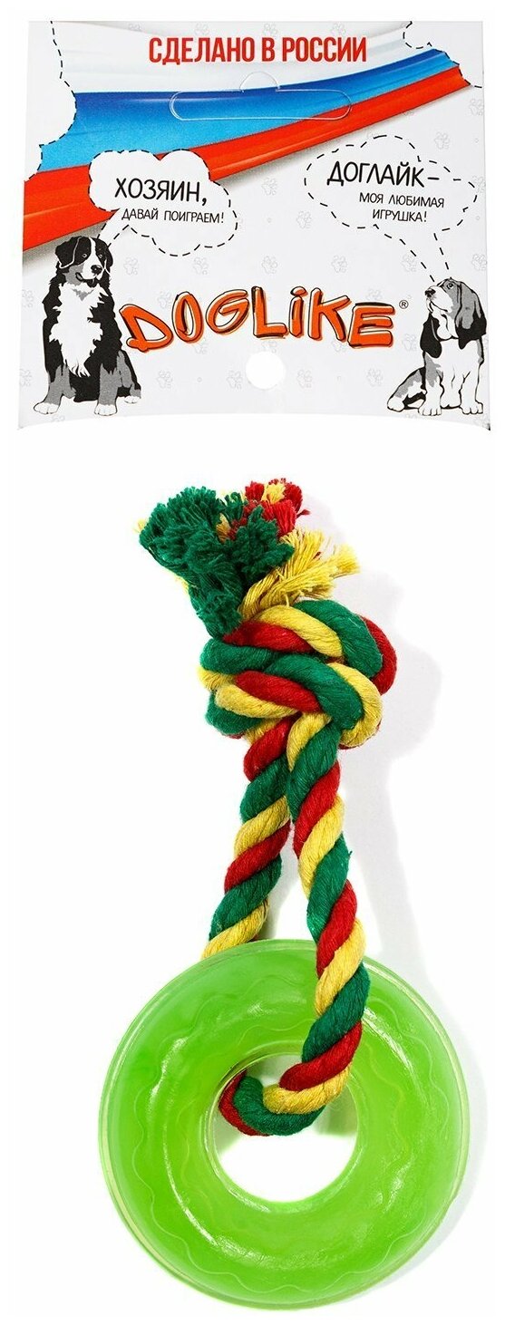 Dental Knot Кольцо мини с канатом, резина 2,3 см х 6,9 см, зеленое D11-3967-GR, 0,7 кг, 43860