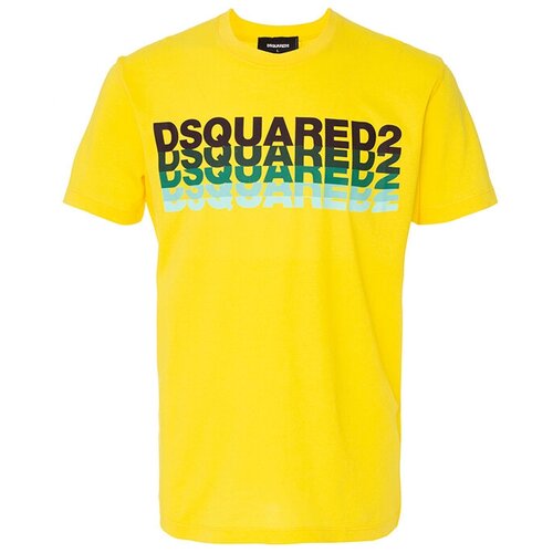 хлопковая футболка DSQUARED2 S74GD0836 2xl желтый+принт