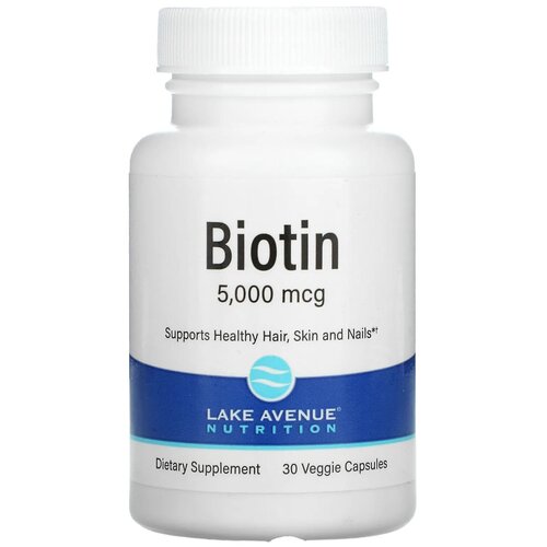 Lake Avenue Nutrition, биотин, 5000 мкг, 30 растительных капсул