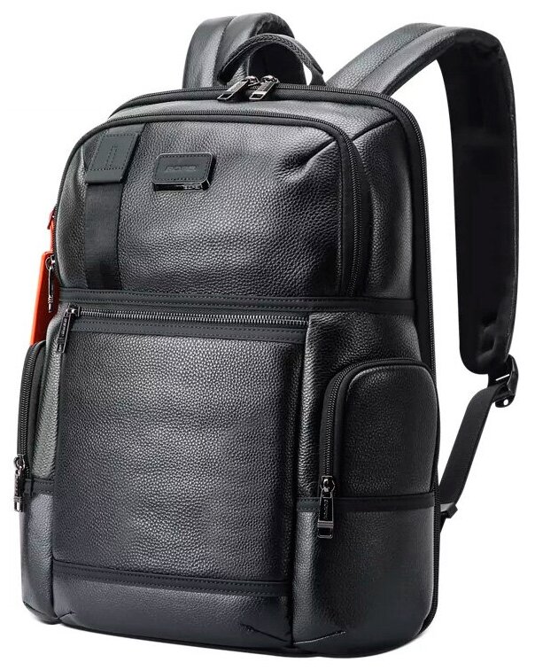 Рюкзак мужской городской дорожный вместительный 27л для ноутбука 15.6 Bopai First Layer Cowhide Черный кожаный с USB для взрослых и подростков