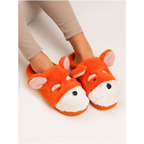 Тапочки Glamuriki, размер 35-36, оранжевый детские домашние хлопковые тапочки нескользящие комнатные теплые зимние пушистые тапочки с кроликом для девочек розовая обувь принцессы
