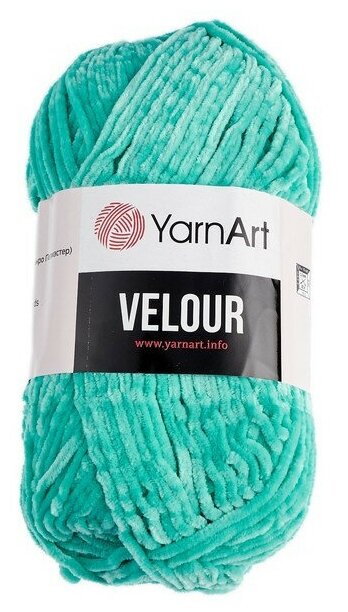 Пряжа YarnArt Velour светлая бирюза (864), 100%микрополиэстер, 170м, 100г, 1шт