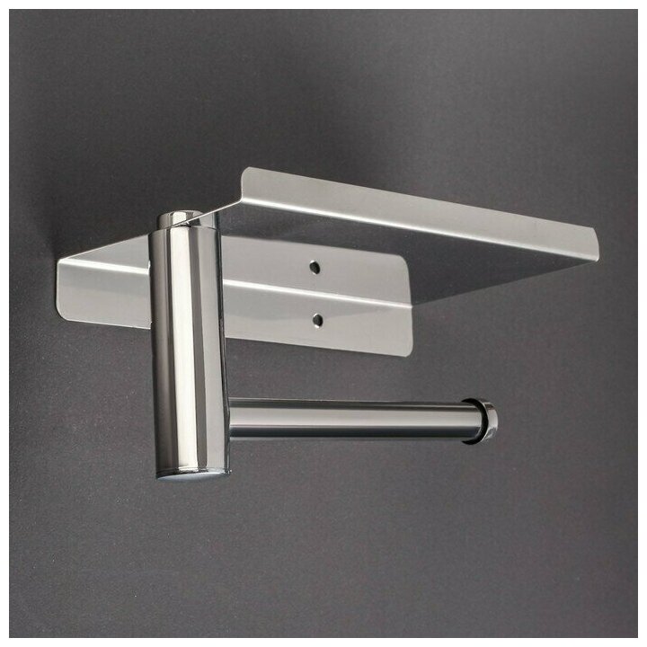 фото Держатель для туалетной бумаги с полочкой, 18x10x9 см, хром