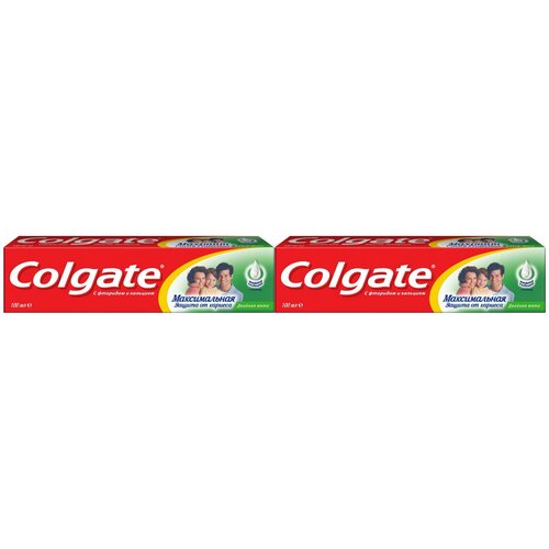 COLGATE Зубная паста Максимальная защита от кариеса Двойная Мята,100 мл,2 шт зубная паста colgate максимальная защита от кариеса двойная мята 100 мл 100 г красный