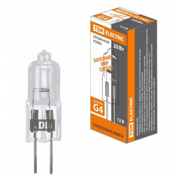 фото Лампа капсульная галогенная JC - 20Вт - 12В - G4 прозрачная, TDM SQ0341-0046 (20 шт.)