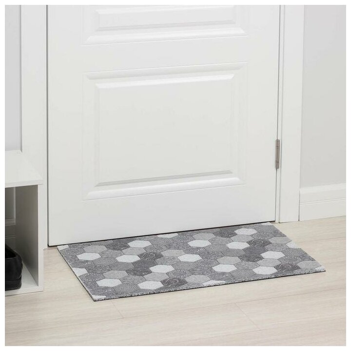 фото Доляна Коврик придверный Доляна «Мозаика», 46×75 см, цвет серый