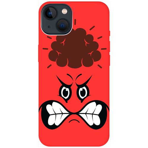 Силиконовый чехол на Apple iPhone 14 Plus / Эпл Айфон 14 Плюс с рисунком Angry Face Soft Touch красный силиконовый чехол на apple iphone 14 plus эпл айфон 14 плюс с рисунком cats soft touch красный