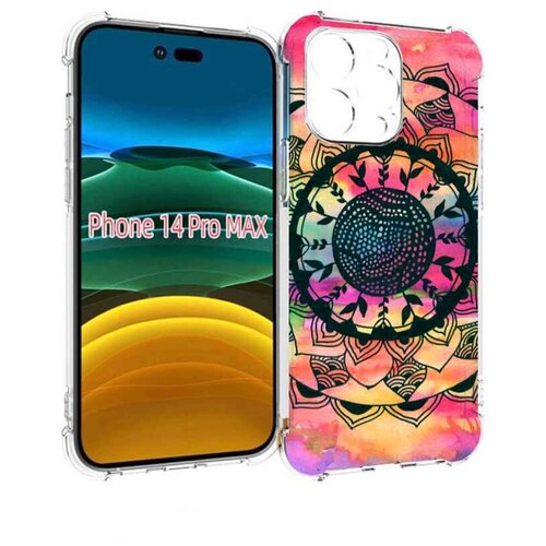 Чехол MyPads яркая абстракция круглый цветок для iPhone 14 Pro Max задняя-панель-накладка-бампер