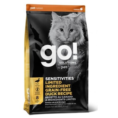 Корм сухой Go! Sensitivities Limited Ingredient Grain Free Duck Recipe для котят и кошек, с чувствительным пищеварением, беззерновой, с уткой 7,3 кг