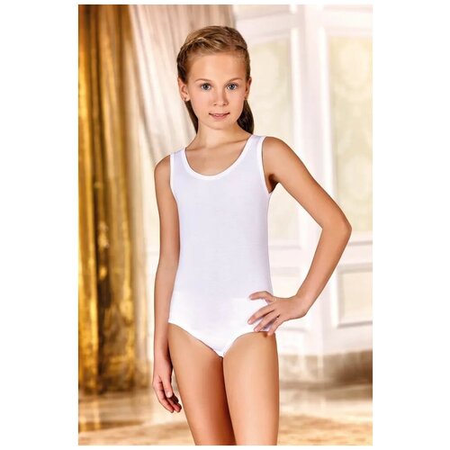 Боди для девочки с Berrak 2538 / гимнастический купальник, размер 9-10 лет, цвет белый