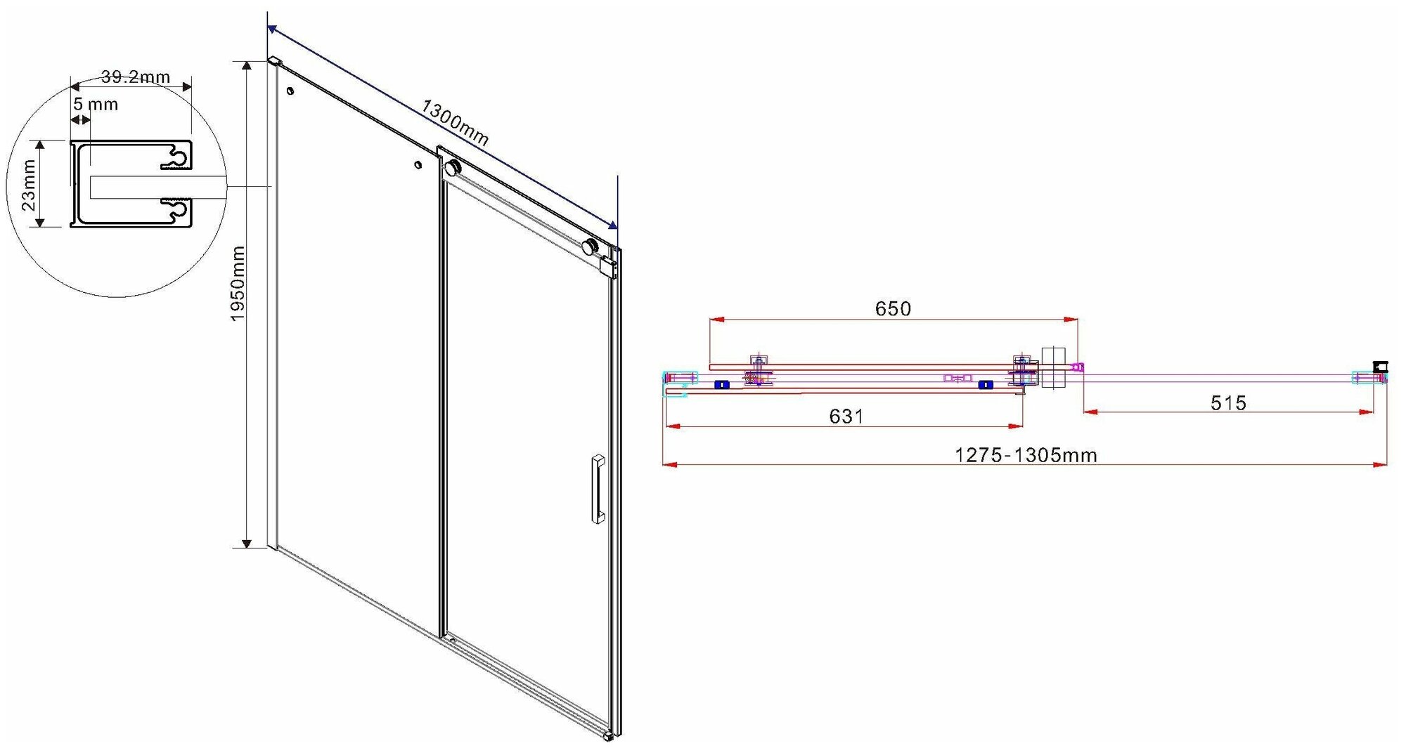 Душевая дверь Vincea VPS-1C130CL 130х195 стекло прозрачное, профиль хром