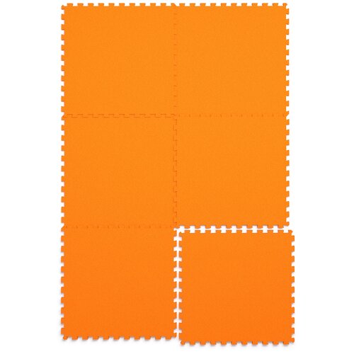 фото Коврик-пазл мягкий напольный складной оранжевый 6 элементов 132х88 см el'basco