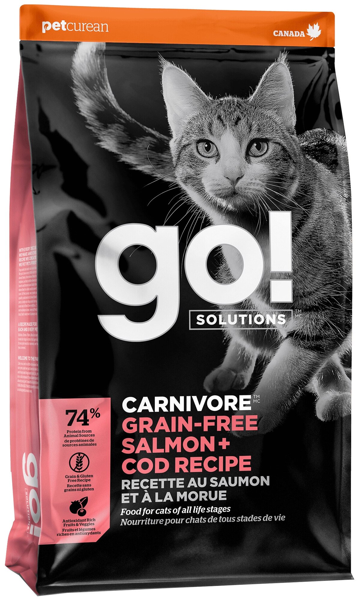 Корм Go! Carnivore GF Salmon & Cod беззерновой для кошек с Лососем и Треской, 1.36 кг - фотография № 4