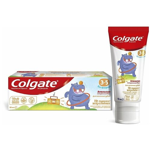 COLGATE Зубная паста Детская апельсин без фтора 3-5лет 60мл, 2шт