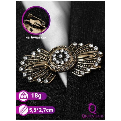 фото Зажим для кардигана "перья", цвет белый в чернёном золоте newstore