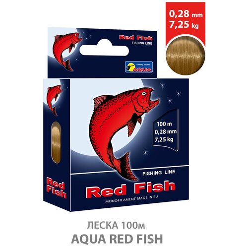 фото Леска для рыбалки aqua red fish 0.28mm 100m цвет - серо-коричневый 7.25kg
