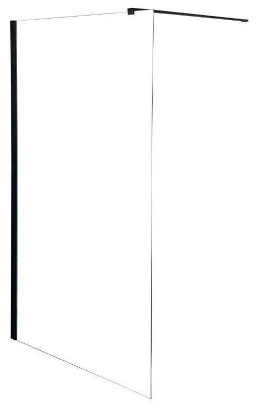 Душевая перегородка Parly Т100В 100x190, профиль черный, стекло прозрачное - фото №1