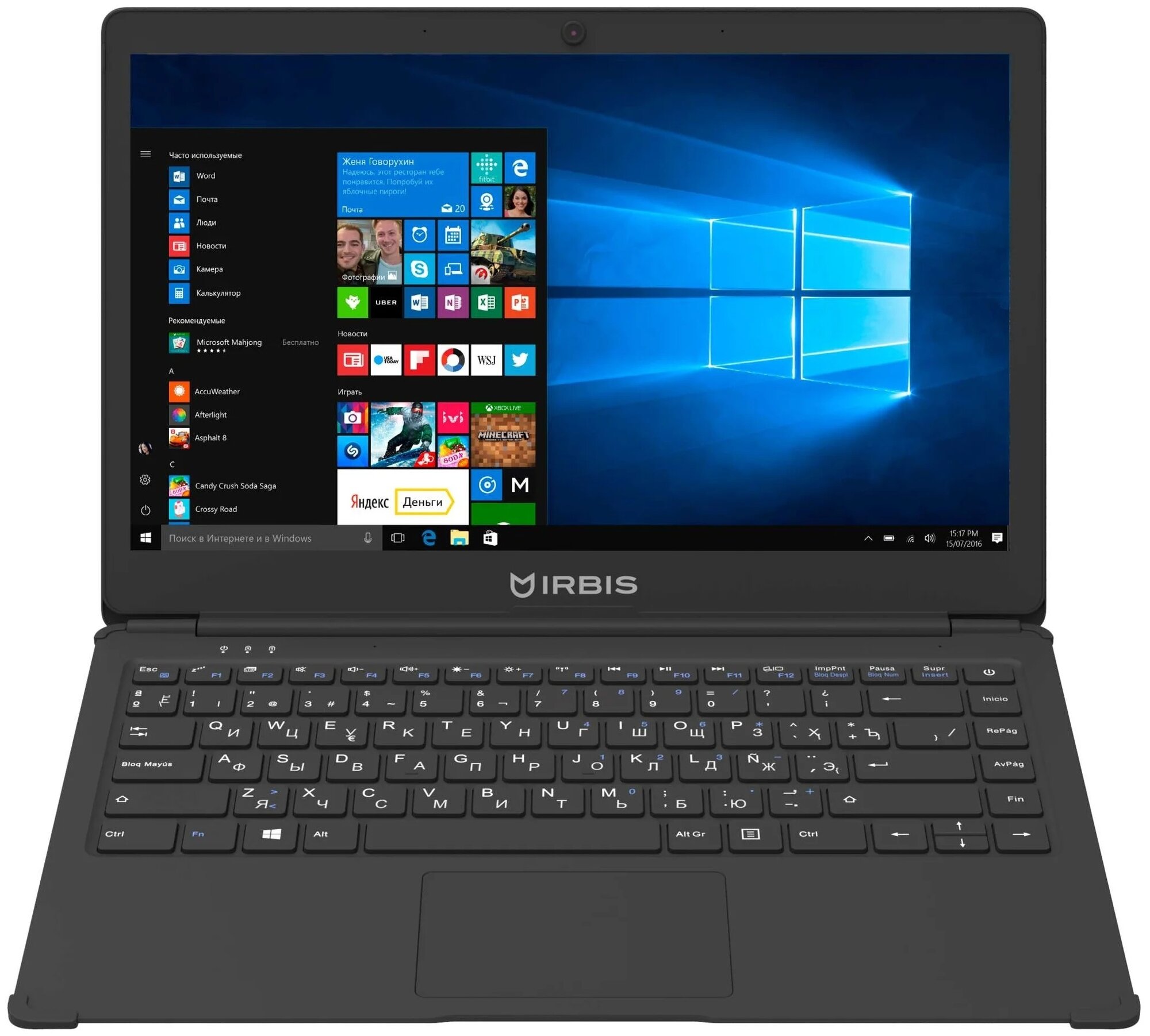 13.3" Ноутбук Irbis NB64 1920x1080, Intel Atom x5 Z8350 1.44 ГГц, RAM 2 ГБ, DDR3L, SSD 32 ГБ, Intel HD Graphics, Windows 10 Home, черный