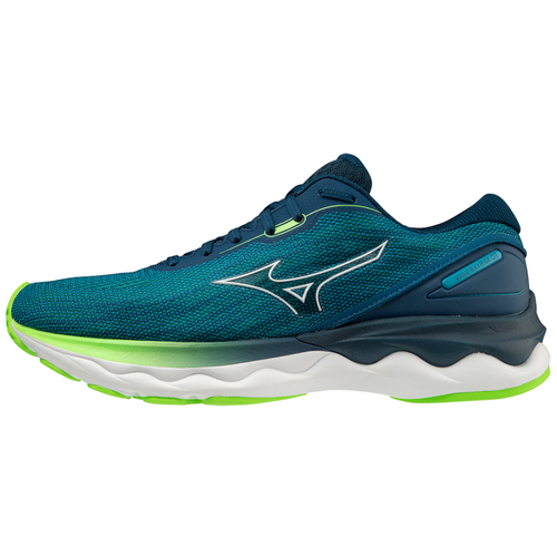 Кроссовки, Mizuno, WAVE SKYRISE 3 J1GC220901, blue/neo.lime/red-orange, унисекс, 9.5