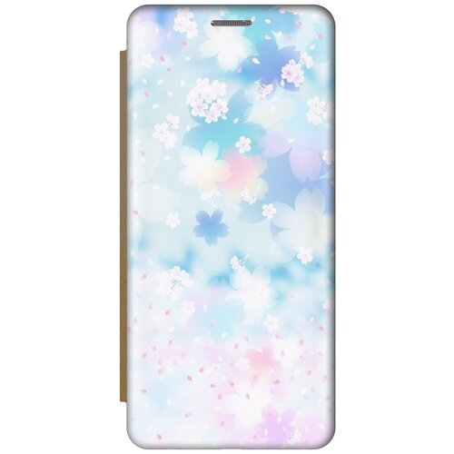 Чехол-книжка Цветение сакуры на Samsung Galaxy A72 / Самсунг А72 золотой