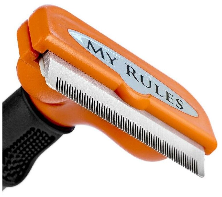 Инструмент для вычесывания шерсти кошек и собак My Rules (дешеддер, фурминатор, пуходерка) размер M — фото 1